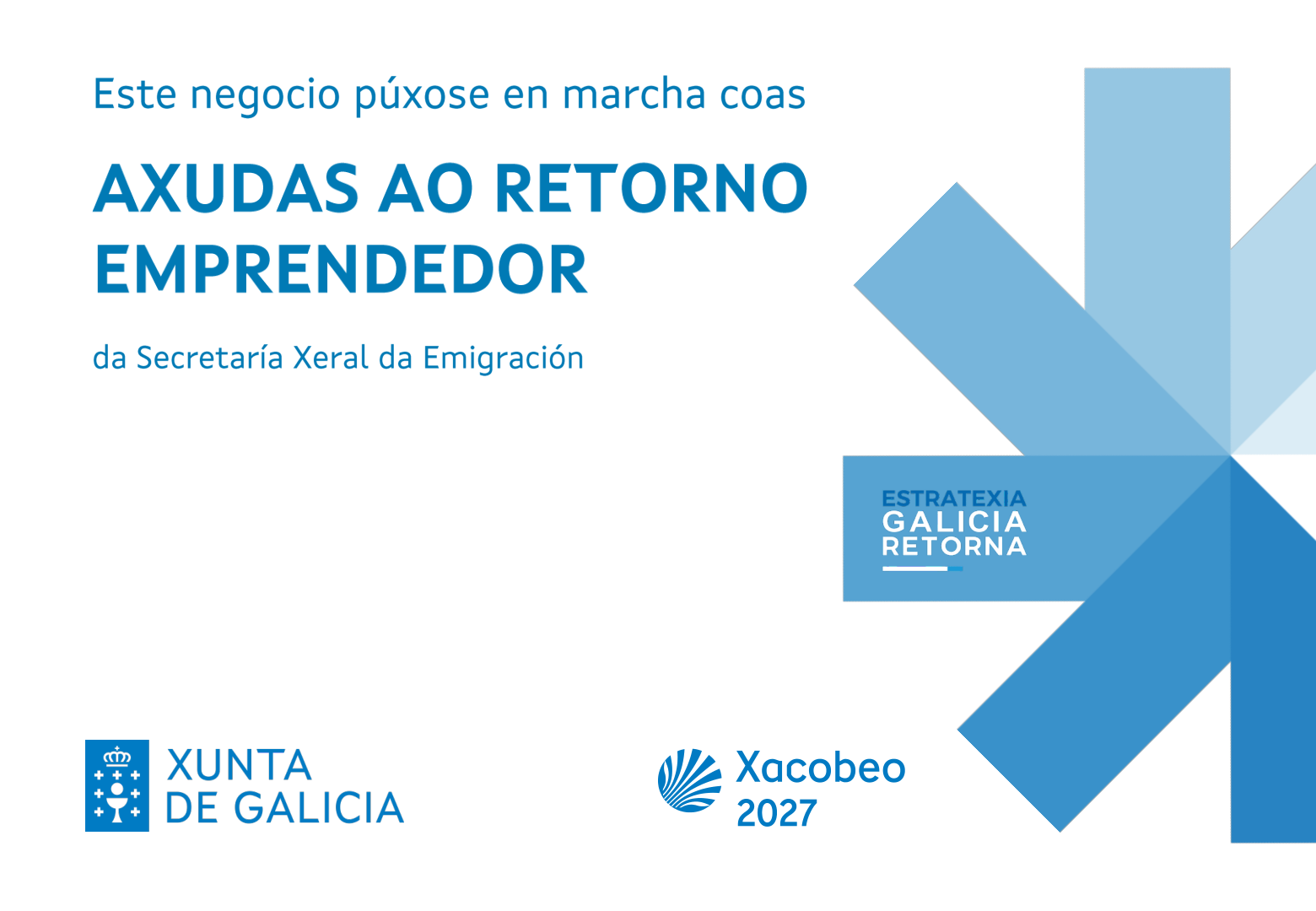 Este negocio púxose en marcha coas Axudas ao Retorno Emprendedor da Secretaría Xeral da Emigración — Xunta de Galicia · Xacobeo 2027 · Estratexia Galicia Retorna
